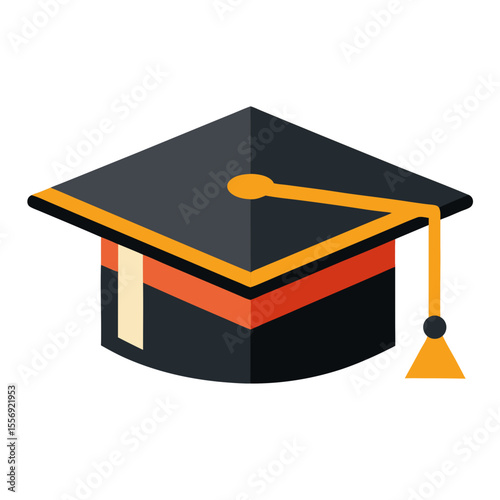 Dark academic mortarboard with orange tassel and trim graduation cap academic hat