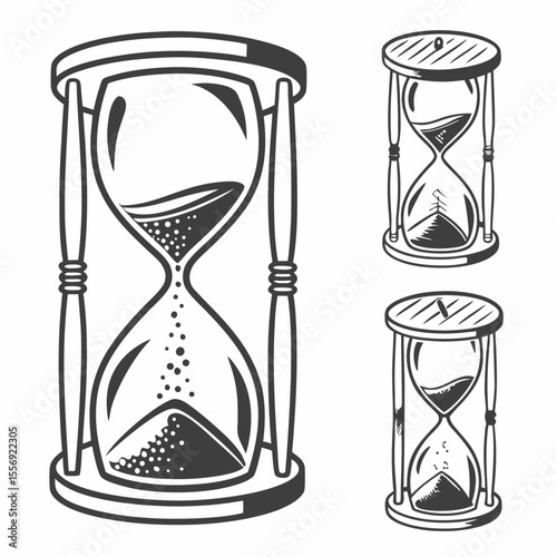 Hourglass icons with falling sand time timer