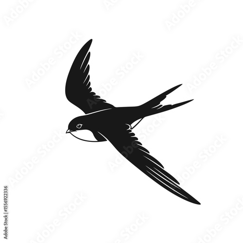 Silhouette of a swallow carrying nesting material