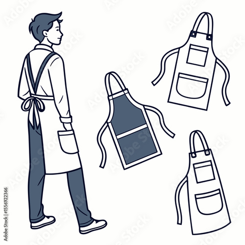 Man wearing apron with multiple apron icons clothing uniform