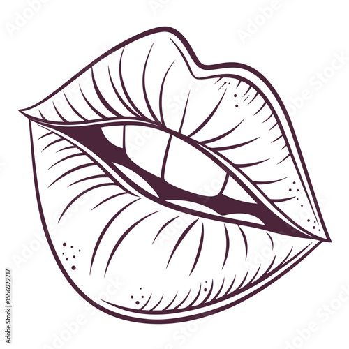 Plum colored lips with detailed shading and texture mouth beauty