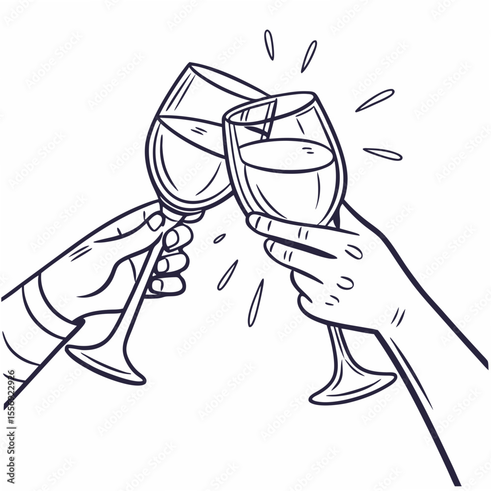 Fototapeta premium Hands toasting with wine glasses celebration cheers