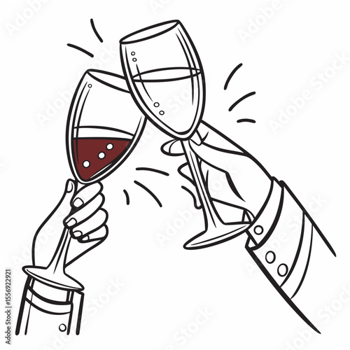 Hands toasting with wine glasses celebration