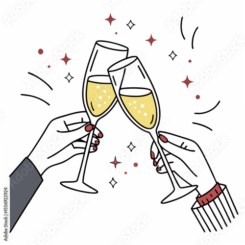 Toasting Champagne Glasses with Sparkles celebration sparkling