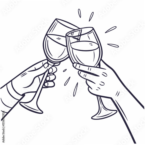 Hands toasting with wine glasses celebration cheers
