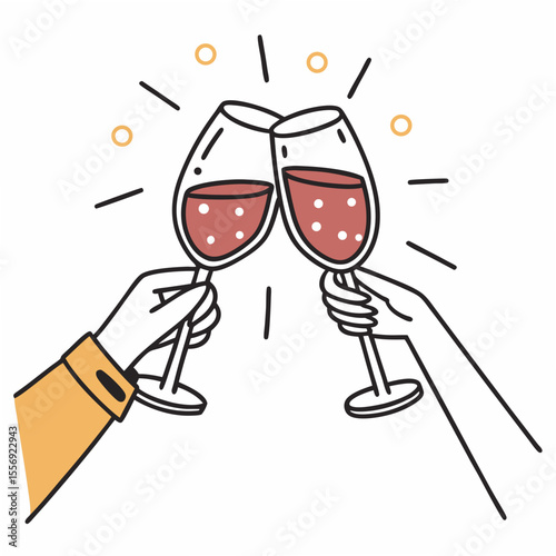 Two hands toasting with red wine glasses celebration