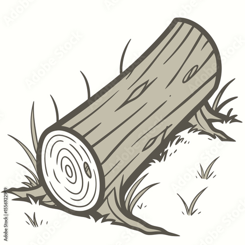 Rustic timber with visible grain and grass wood tree trunk