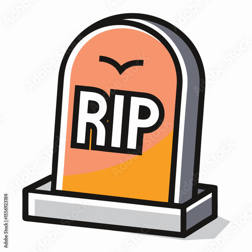 Orange tombstone with rip inscription and grey base memorial grave