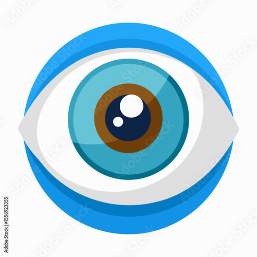 Blue and brown eye with white background iris pupil