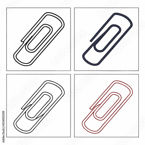 Paperclip set with different colors and outlines office supply stationery