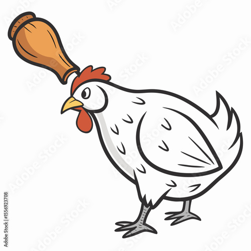 White chicken with orange chicken leg hat poultry bird