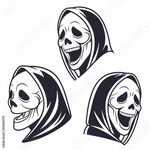 Grim reaper masks screaming in terror skull