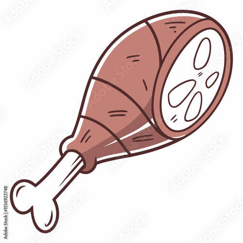 Cooked chicken leg with bone on white meat food