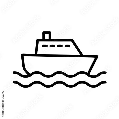 Cargo Ship Line Icon – Marine Transport and Sea Freight Symbol