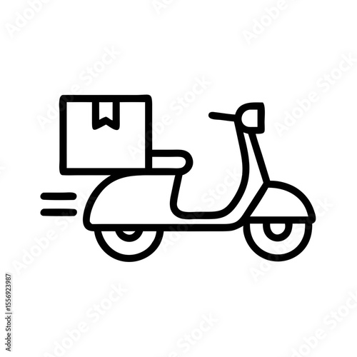 Delivery Scooter Line Icon – Fast Shipping Motorcycle Outline with Parcel Box