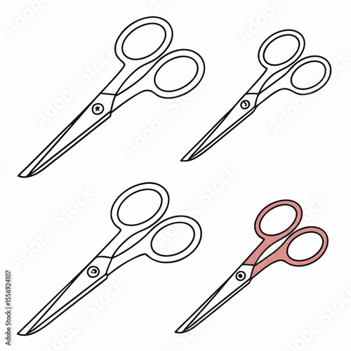 Four scissors graphic design elements cutting crafting