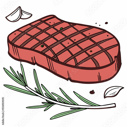 Grilled steak with rosemary and garlic food