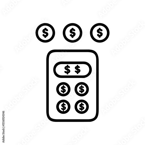 Money Calculator Icon Outline for Finance and Budget Planning