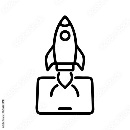 Rocket Launch Line Icon – Startup and Innovation Symbol Design