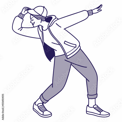 Person dancing hip hop wearing baseball cap and hoodie dancer