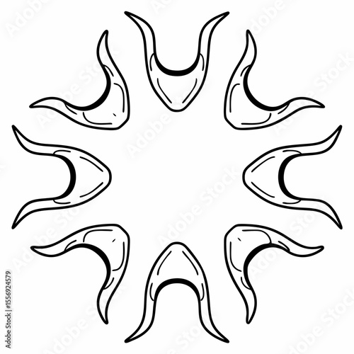 Stylized Devil Horns Circular Arrangement demonic fantasy