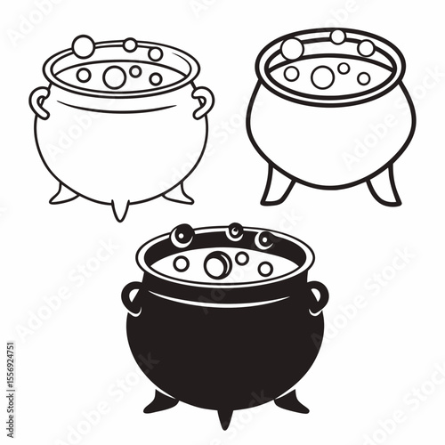 Bubbling Cauldron Icons Black And White potion witch
