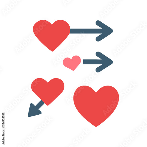 Red hearts with blue arrows love symbol
