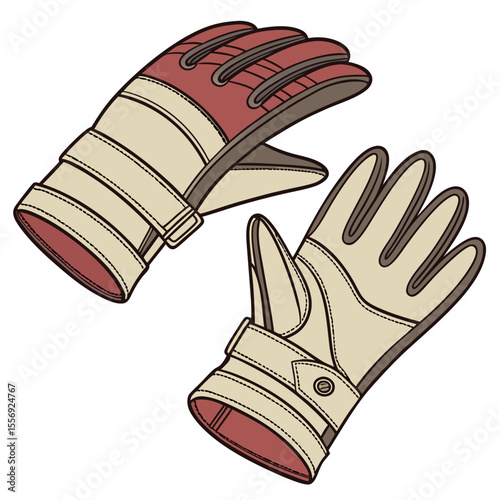 Tan and red barbecue gloves with stitching grilling gloves heat resistant gloves