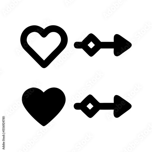 Heart pierced by arrow symbol love romance