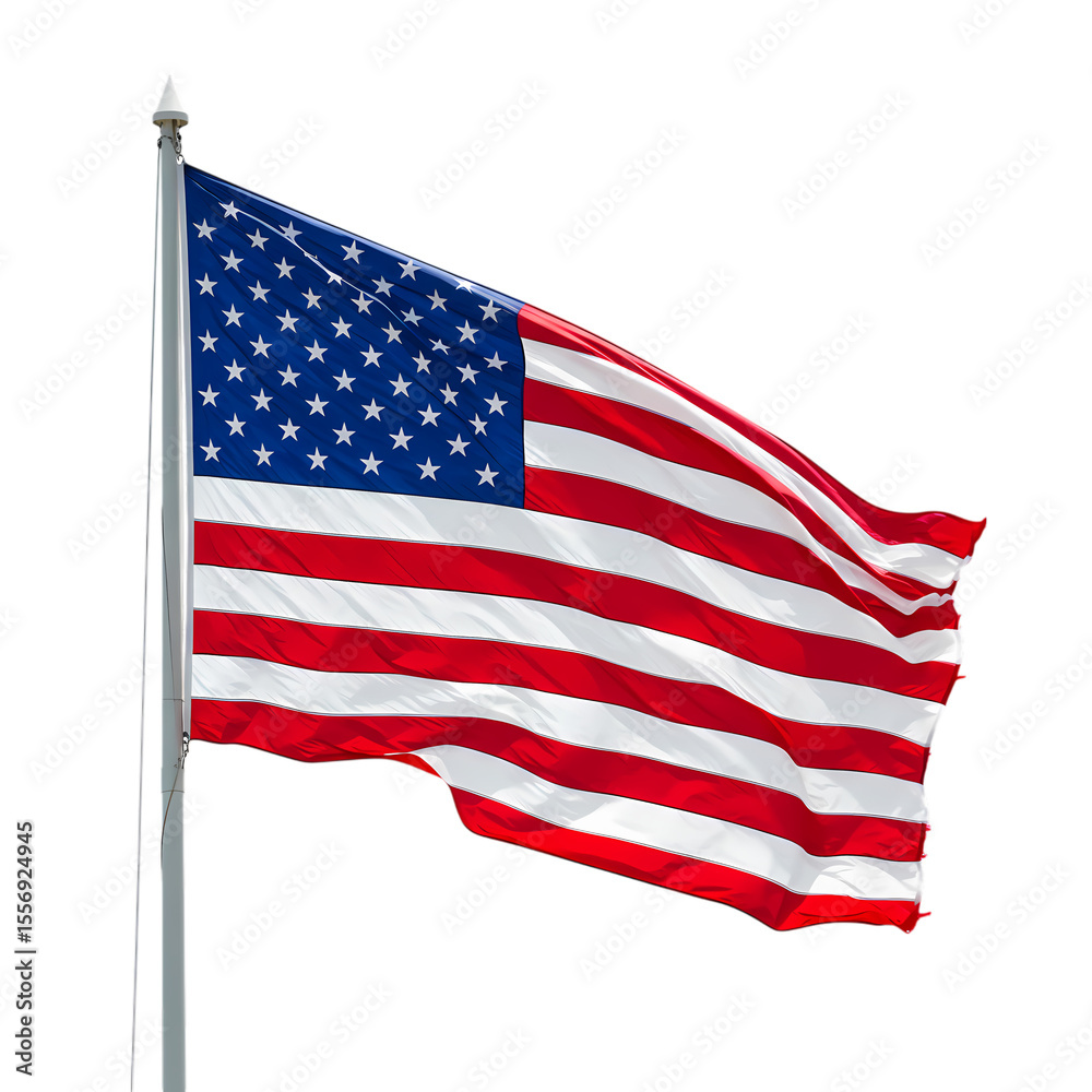 Fototapeta premium American Flag: Waving Stars and Stripes, Patriotic Symbol, National Emblem