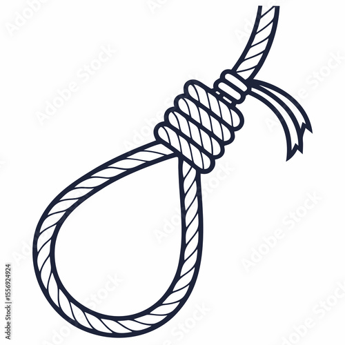 Dark blue rope noose symbol with white background knot loop