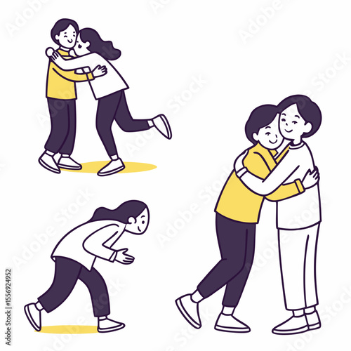 People hugging embracing showing affection and friendship vector