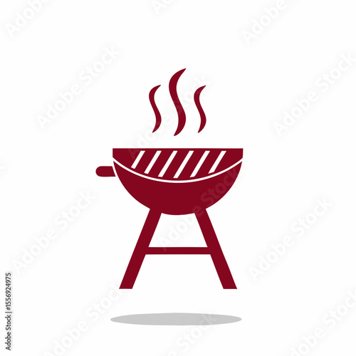 Maroon grill with steaming heat and cooking grate barbecue food