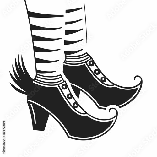 Witchy striped socks and pointed shoes vector
