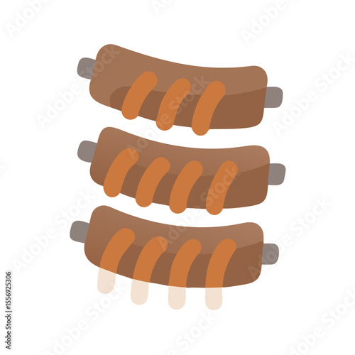 Three racks of grilled ribs barbecue meat