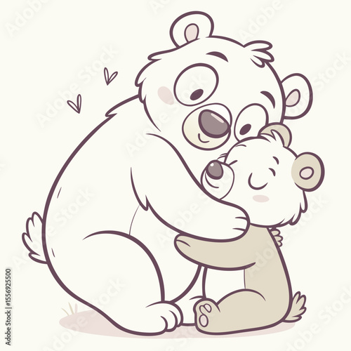 Two adorable bears hugging with affection cubs cuddling