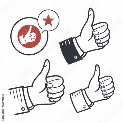 Thumbs up hand gesture icons approval success