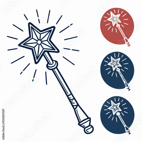 Magic wand starburst set fantasy symbol