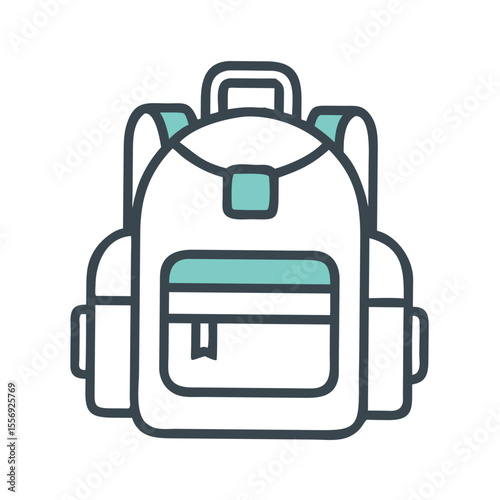 Backpack with teal accents on white background travel school
