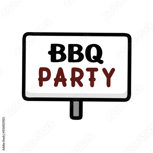 Barbecue Party Sign with Red Letters and White Border invitation