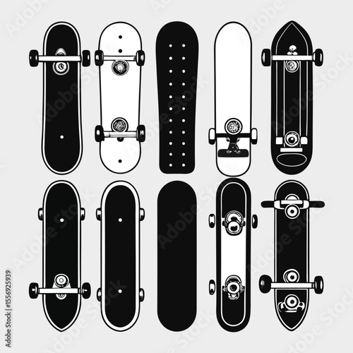 A vintage vector illustration set of black and white keys, ice hockey sticks, and ice cream symbols for a design or art label card