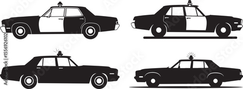 Police Car Emergency Vehicle Silhouette on White Background vector illustration