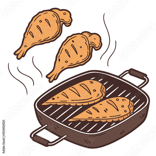 Grilled chicken wings and breasts on a grill chicken breasts grilling