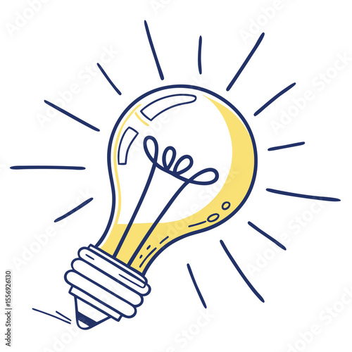 Yellow lightbulb with radiating lines idea innovation