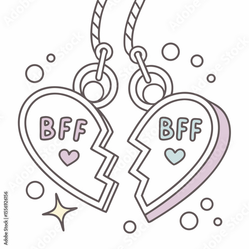 Kawaii bff heart necklaces pastel friendship jewelry best friends