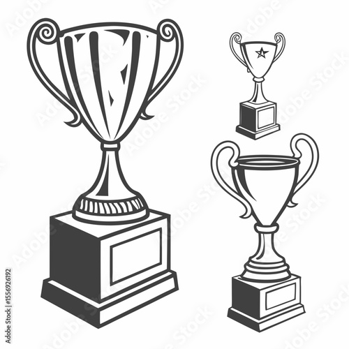 Trophy award cup icons victory prize celebration vector