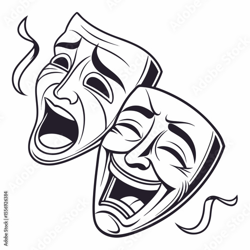 Comedy tragedy masks expressive faces theatrical performance theatre