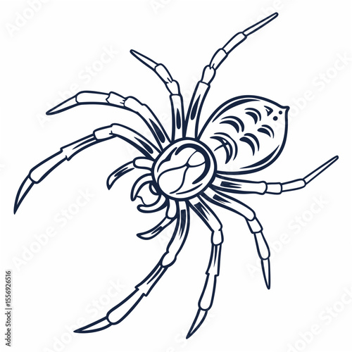 Stylized Spider with Dark Blue Outline arachnid insect