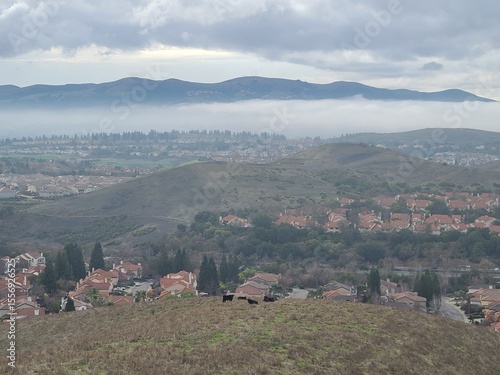 Tule Fog in the distance at San Ramon Valley, California
