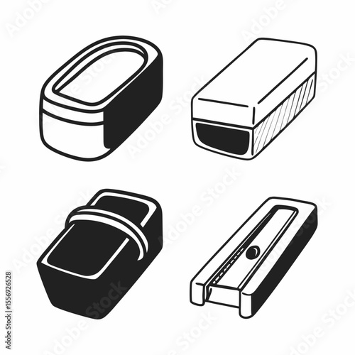 Eraser pencil sharpener stationery icons office supplies school supplies